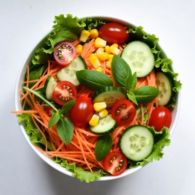 Fresh salad in white bowl