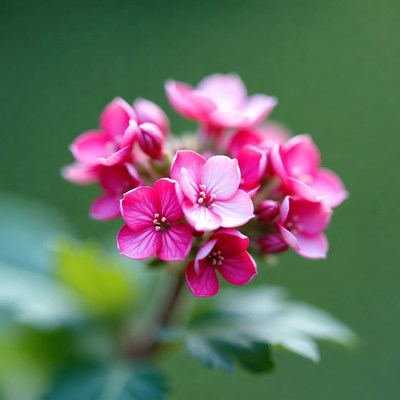 Pink Geranium Flowers on Green Background