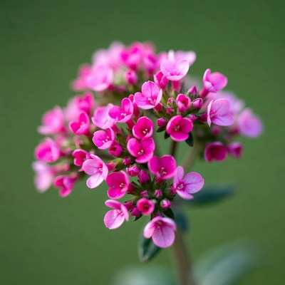 Pink flower cluster on green background
