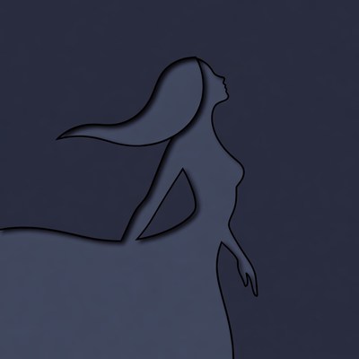 Silhouette of woman in flowing dress