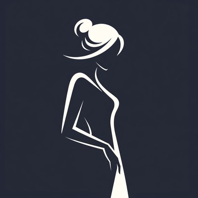 Silhouette of woman in elegant dress