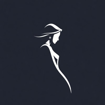 Silhouette of woman with flowing hair