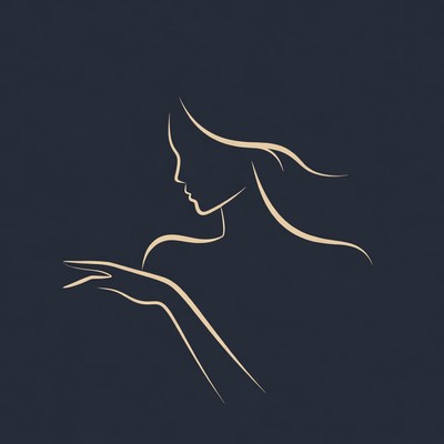 Silhouette of Woman with Flowing Hair