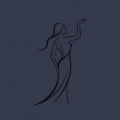Silhouette of woman in flowing dress