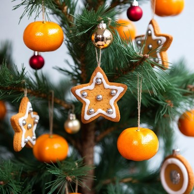Christmas tree with gingerbread cookies