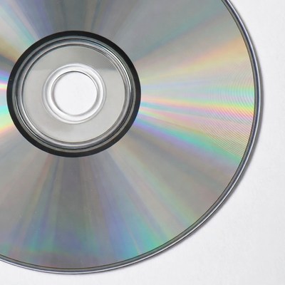Shiny CD Disc on White Background