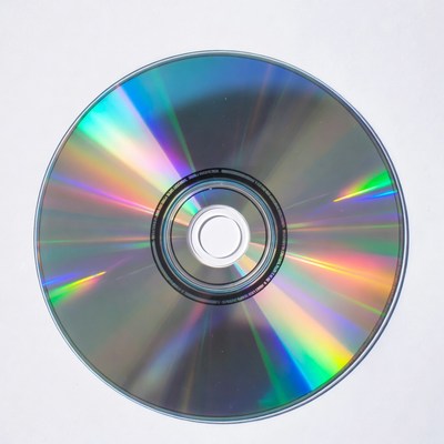 Shiny CD Disc on White Background