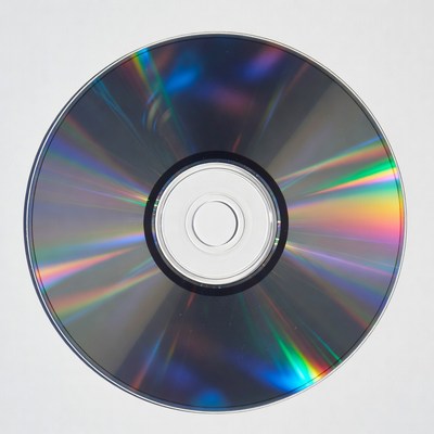 Shiny CD Disc on White Background