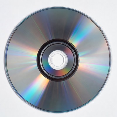 Shiny CD Disc on White Background
