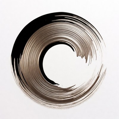 Black Swirling Circle Abstract Art