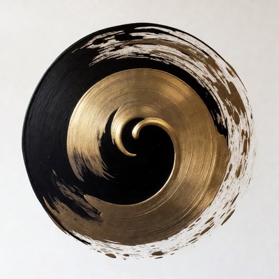 Black and Gold Spiral Abstract Art
