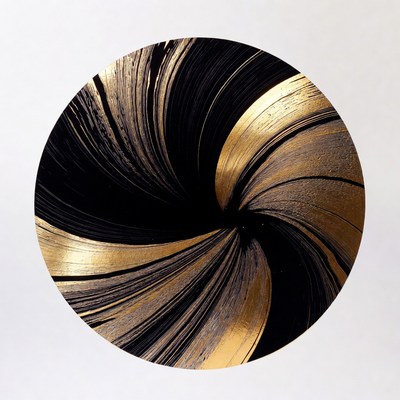 Black and Gold Swirling Abstract Circle