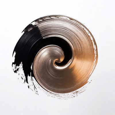 Black and Gold Spiral Paint Swirl