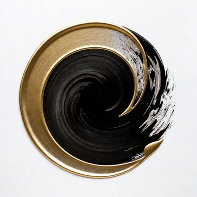Gold Black Swirl Abstract Art