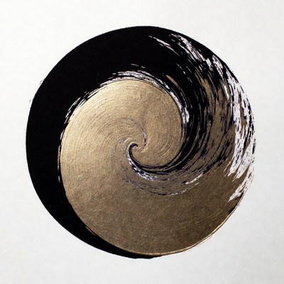 Black and Gold Yin Yang Spiral