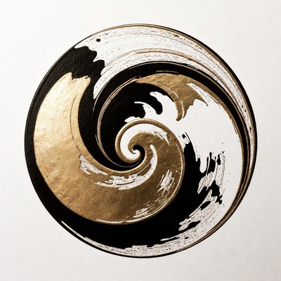 Black and Gold Yin Yang Swirl