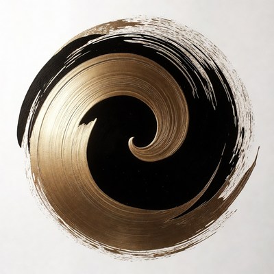 Black and Gold Swirling Circle