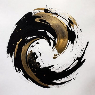 Black and Gold Yin Yang Abstract