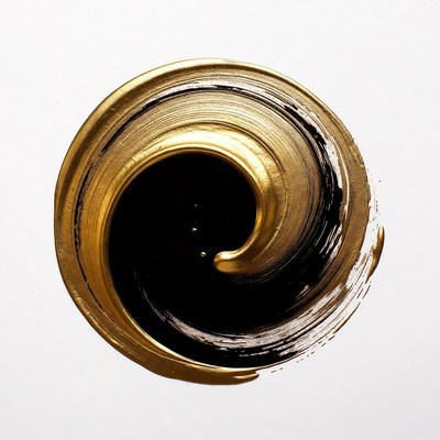 Gold and Black Swirl Abstract