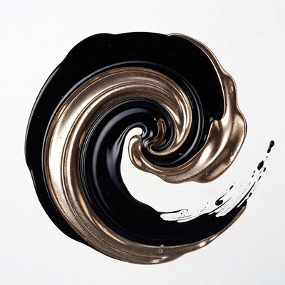 Black and Gold Swirling Paint Splatter