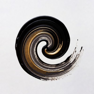 Black and Gold Spiral Paint Swirl