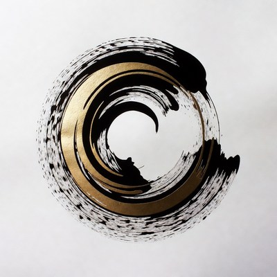 Black and Gold Enso Circle