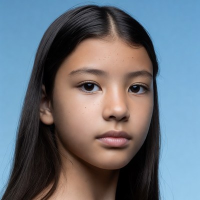 Asian girl with straight black hair