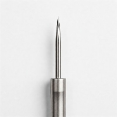 Sharp metallic needle on white background