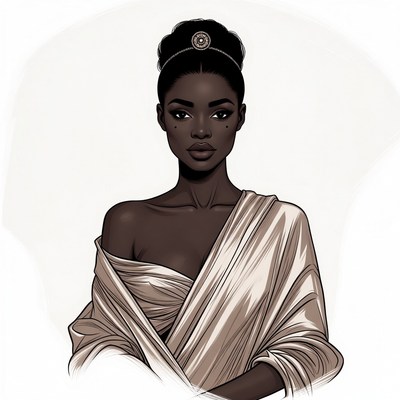 Beautiful African woman in elegant gown