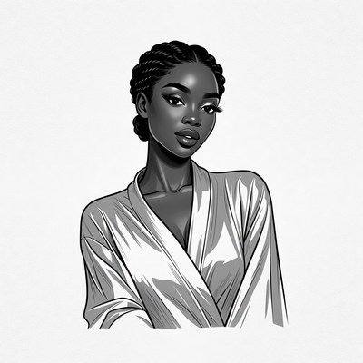 Beautiful African woman in silk robe