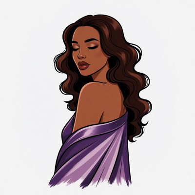 Beautiful African-American woman in purple wrap