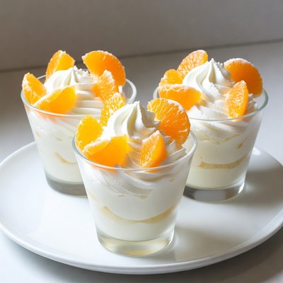 Three Orange Cream Desserts in Glasses