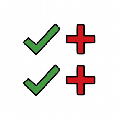 Green Checkmark and Red Plus Icons