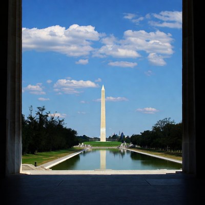 Washington Monument through Lincoln Memorial