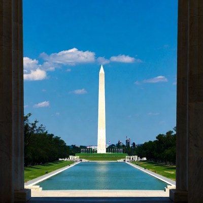 Washington Monument through Lincoln Memorial Columns