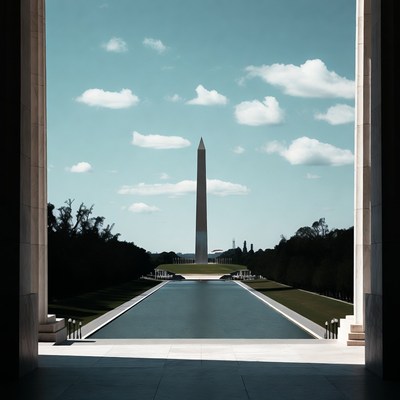 Washington Monument through Lincoln Memorial Columns