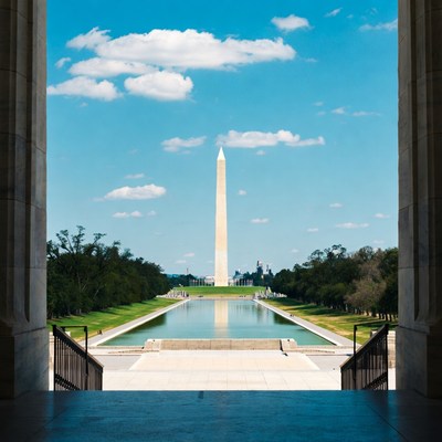 Washington Monument through Lincoln Memorial