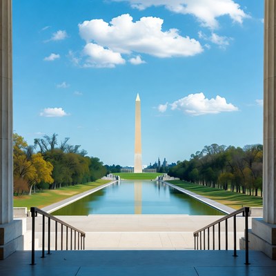 Washington Monument through Columns