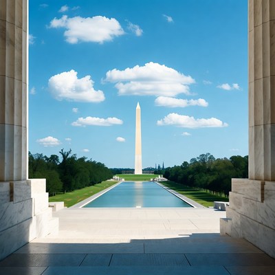 Washington Monument through Lincoln Memorial Columns