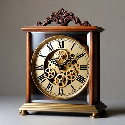 Wooden Skeleton Clock with Gears