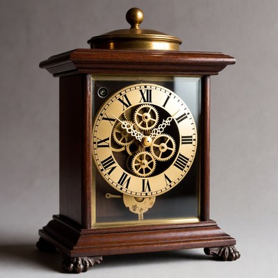 Vintage wooden skeleton clock