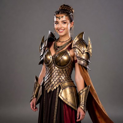 Woman in golden fantasy armor