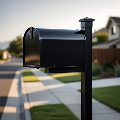 Black Mailbox on Post by House