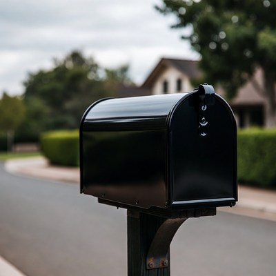 Black Mailbox on Suburban Street