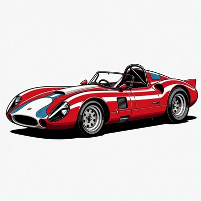 Red Lotus 15 Racing Car Illustration