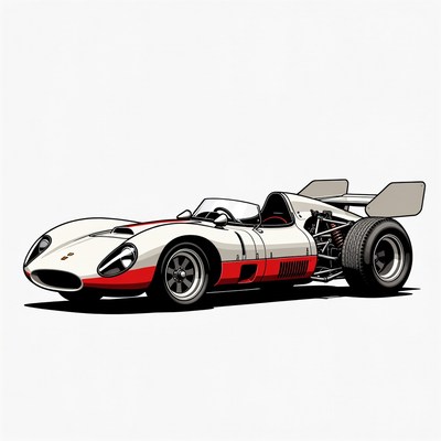 White Porsche 917 Race Car Illustration