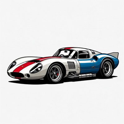 White Blue Red Ford GT40 Race Car
