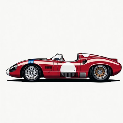 Red Jaguar Race Car Illustration