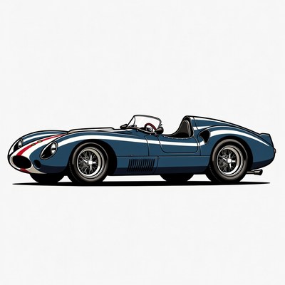 Blue Jaguar E-Type Illustration