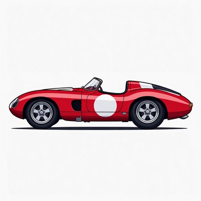 Red Jaguar Race Car Illustration